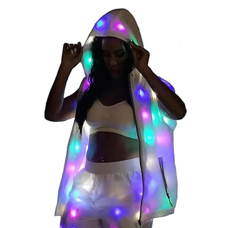 Glowing vest lumnious jacket with led lights Rave performance Dress for dancing man women night running led costume - Cosmic Twink
