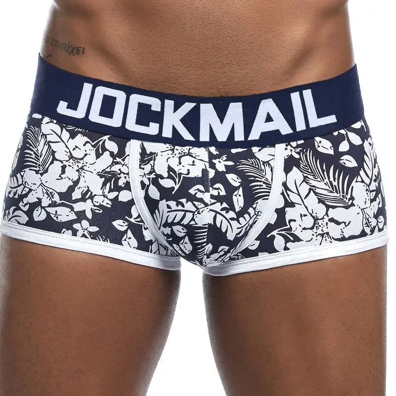 JOCKMAIL Male Panties Breathable Boxers Cotton Sexy Men Underwear U convex pouch Gay Underpants Printed 17 models boxershorts - Cosmic Twink