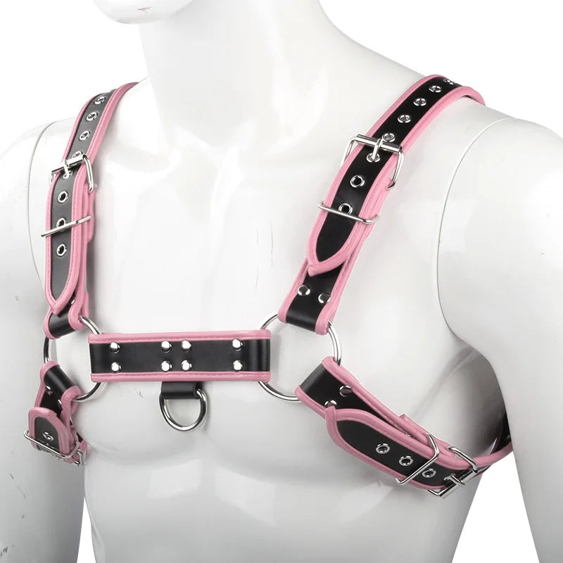 Fetish Gay Faux Leather Chest Harness Men Adjustable Sexual Body Bondage Cage Harness Belts Rave Gay Clothing for Adult Sex - Cosmic Twink