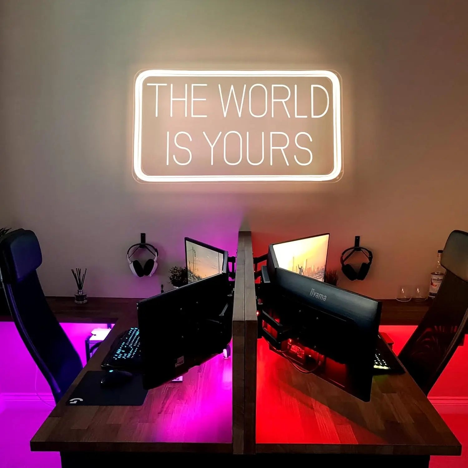 The World Is Yours Neon Sign Carved Planet LED Neon Light Sign for Office Wedding Man Cave Game Room Wall Decor Birthday Gift - Cosmic Twink