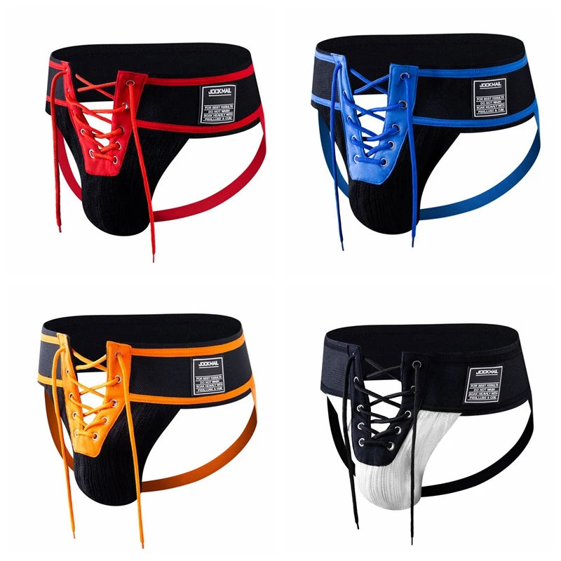 Jockmail Sexy Men Underwear Briefs Jockstrap Bare Buttocks Panties Gay Male Panties Shorts Bulging Bag Soft Underpants Cueca - Cosmic Twink