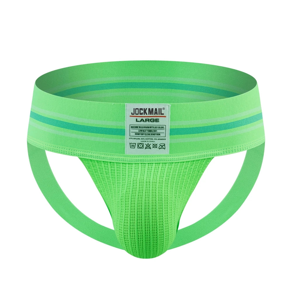 JOCKMAIL Mens Athletic Supporter Jockstrap with 3 Inch Wide Waistband Gym Workout Jock Strap Brief Mesh Pouch Sexy Gay Underwear - Cosmic Twink