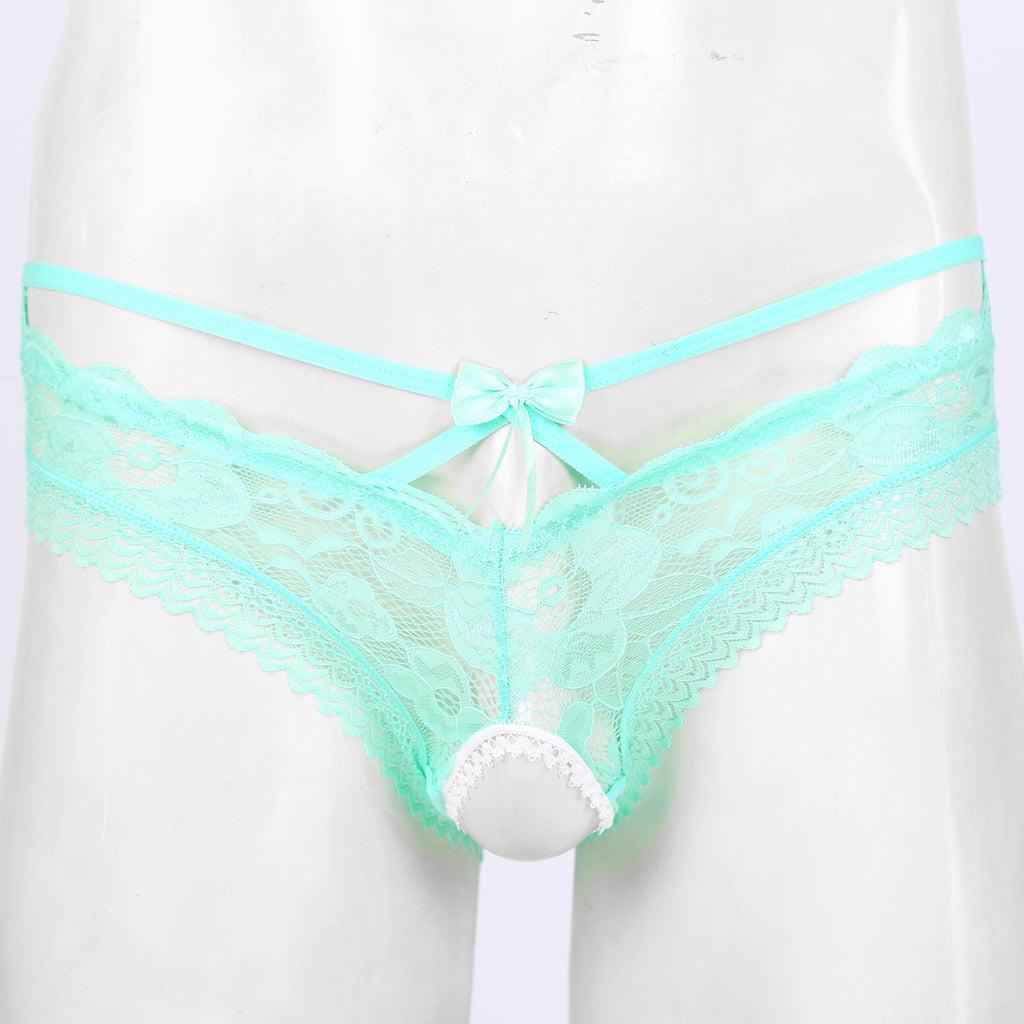 Mens Sexy Panties Lingerie Gay Male Sexy Briefs Underwear See-Through Mesh Strappy Crotchless Underpants - Cosmic Twink