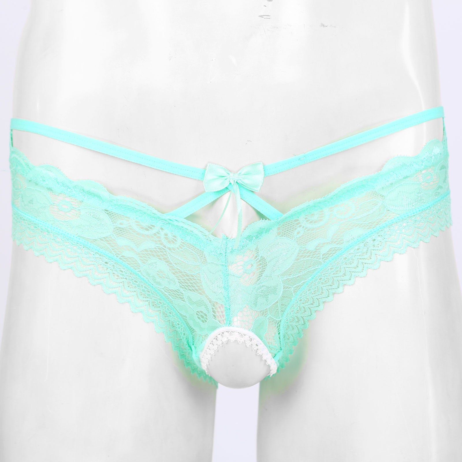 Mens Sexy Panties Lingerie Gay Male Sexy Briefs Underwear See-Through Mesh Strappy Crotchless Underpants - Cosmic Twink