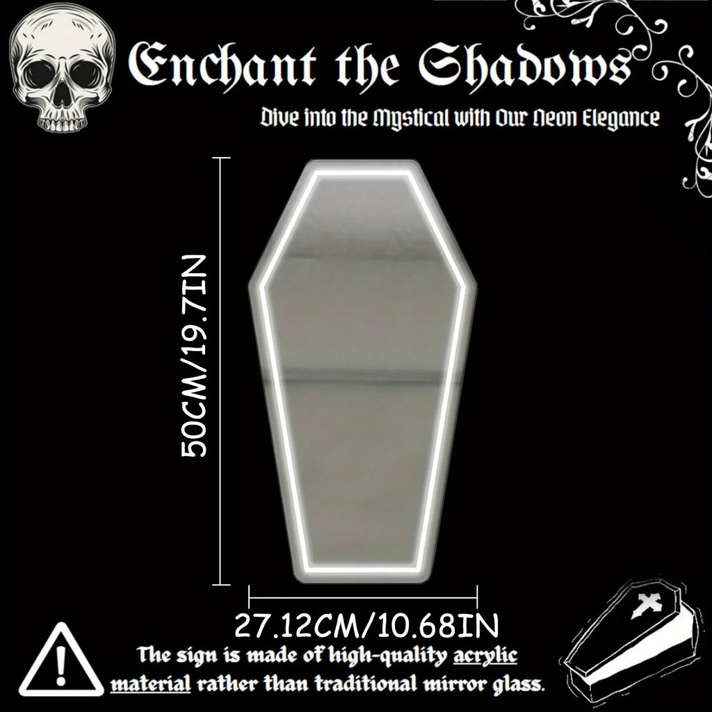 Mirror neon lights in the coffin. USB powered with dimmable switches for bedroom, studio and holiday party arrangements. - Cosmic Twink