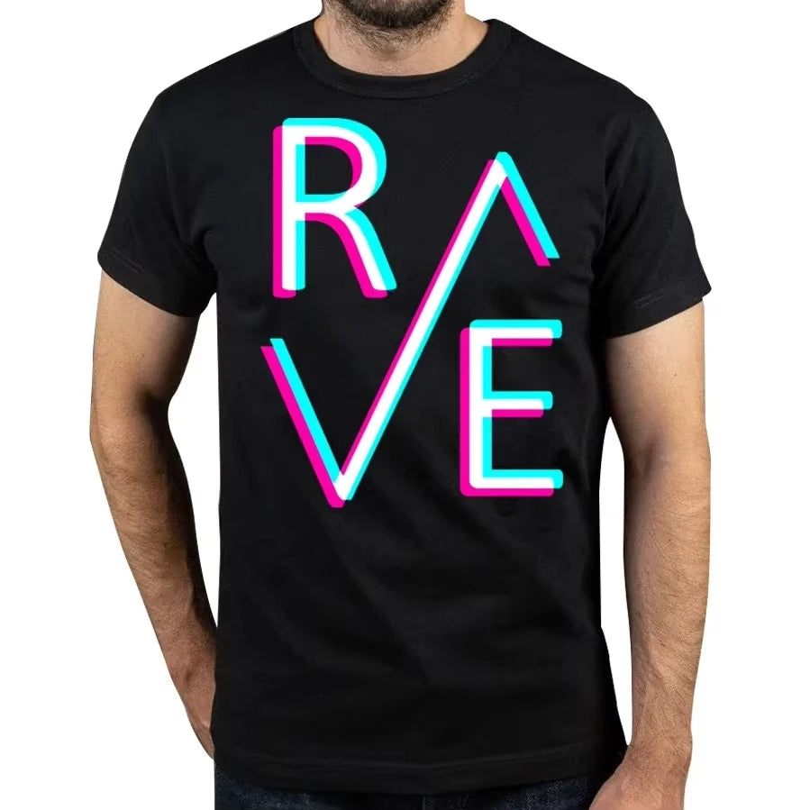 Techno Rave T Shirt Dj Electronic Dance Music Summer Graphic Cotton Streetwear Short Sleeve Birthday Gifts T-shirt Mens Clothing - Cosmic Twink