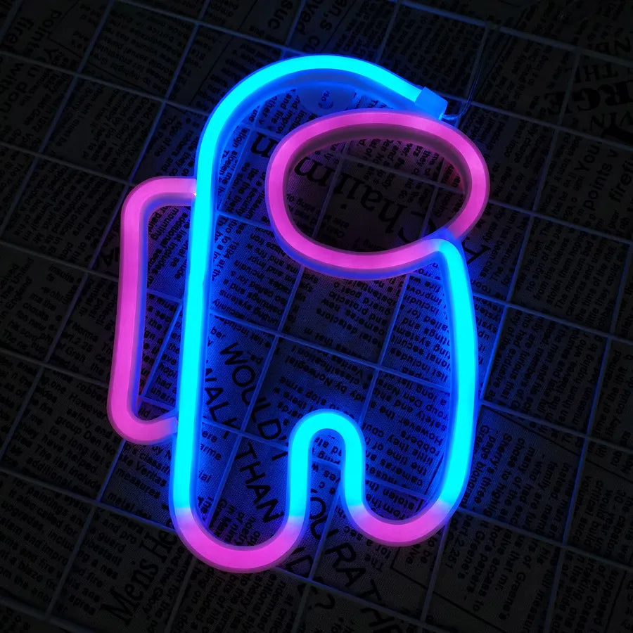 LED Neon Lamp Sign Astronaut Game Lamp Neon Wall Lights Night Light for Room Holiday Party Decor Cool Birthday Christmas Gift - Cosmic Twink