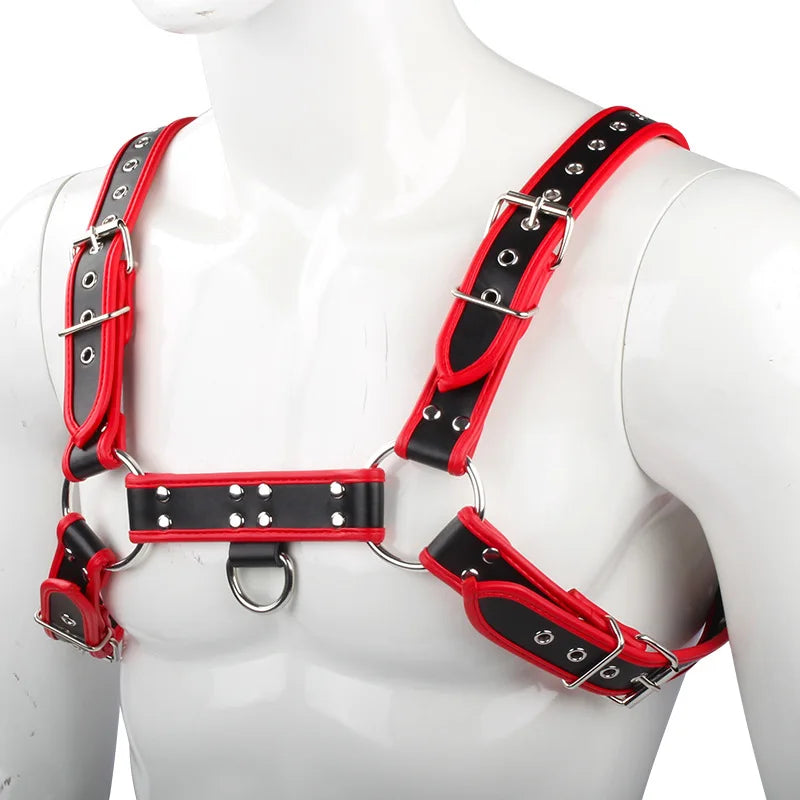 Fetish Gay Faux Leather Chest Harness Men Adjustable Sexual Body Bondage Cage Harness Belts Rave Gay Clothing for Adult Sex - Cosmic Twink