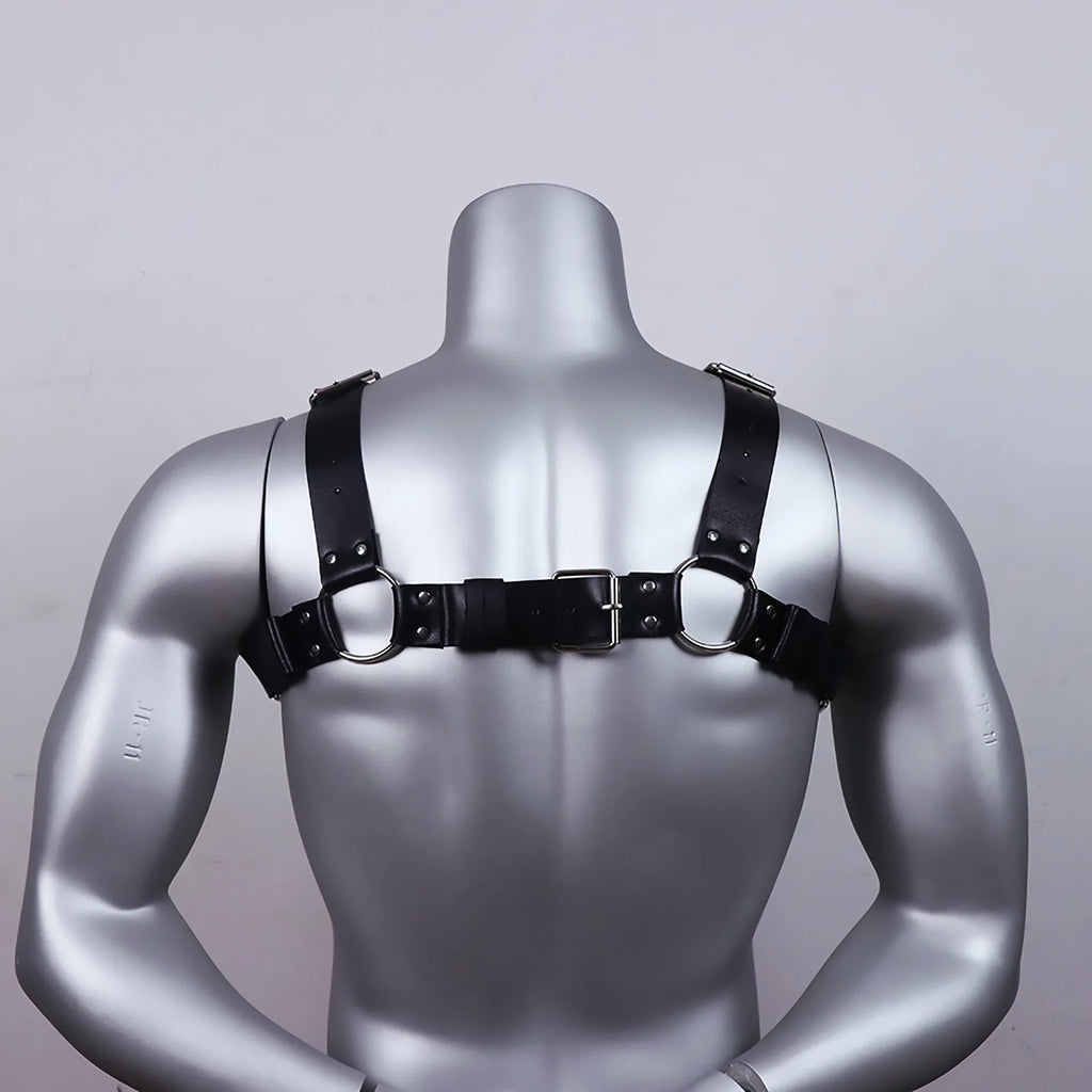 Gay Rave Harness Fetish Men Sexual Harness Belts Adjustable Leather Tops Body Chest Strap Erotic Rave Gay Clothing For BDSM - Cosmic Twink
