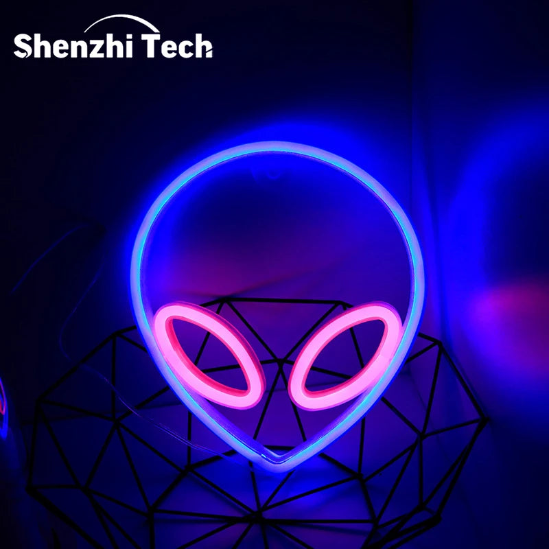 Alien LED Neon Signs Light Logo Gaming Wall lamp Funny Alien Atmosphere Lighting for Kids Gift Game Office Party Camping Decor - Cosmic Twink