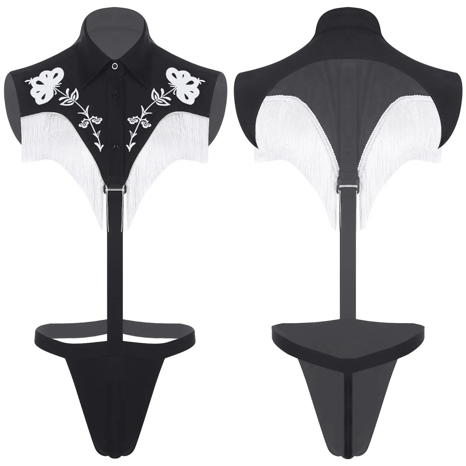 Mens Jockstrap Gay Lingerie Mini Bikini Thongs Bodysuit Underwear Sexy Western Cowboy Club Wear Printed Fringe Tassels Jumpsuit