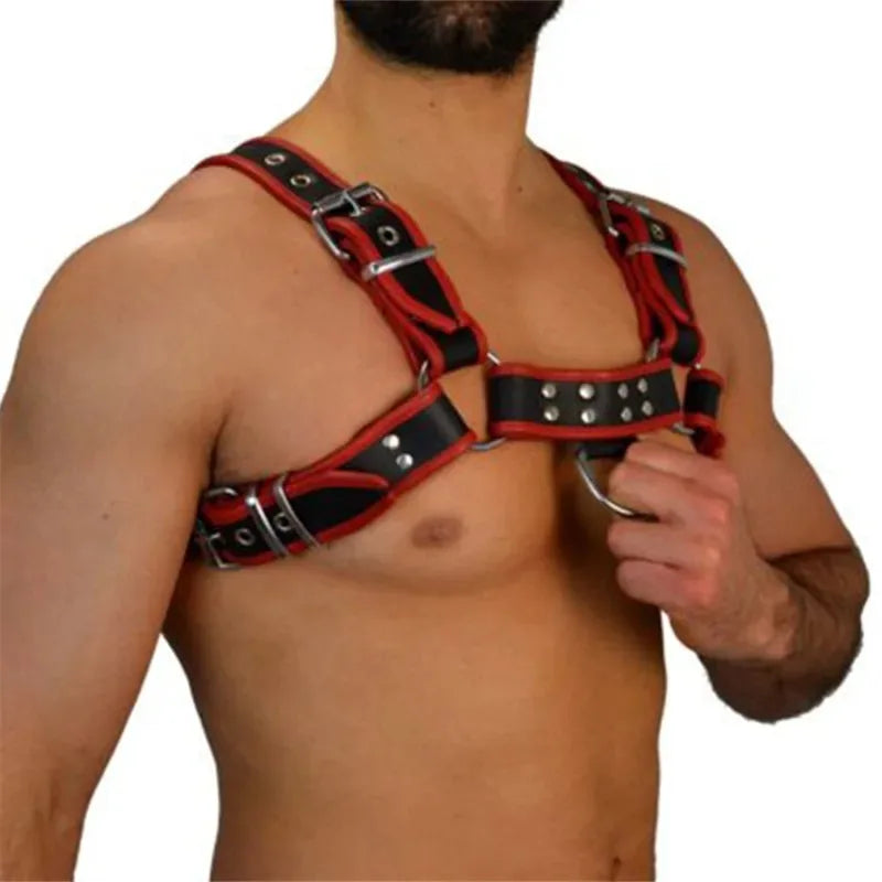 Fetish Gay Faux Leather Chest Harness Men Adjustable Sexual Body Bondage Cage Harness Belts Rave Gay Clothing for Adult Sex - Cosmic Twink