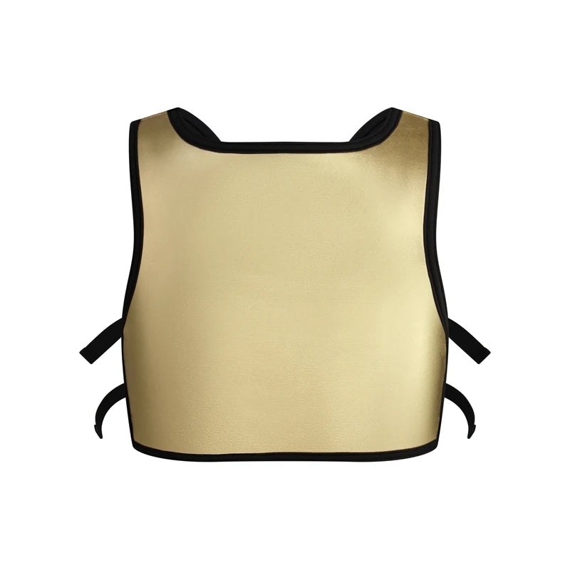 Harness Men Strap Costume Sexy Shoulder Bondage Chest Lingerie Metal Shaper Gay Men Underwear Neoprene & Metallic Leather Top - Cosmic Twink