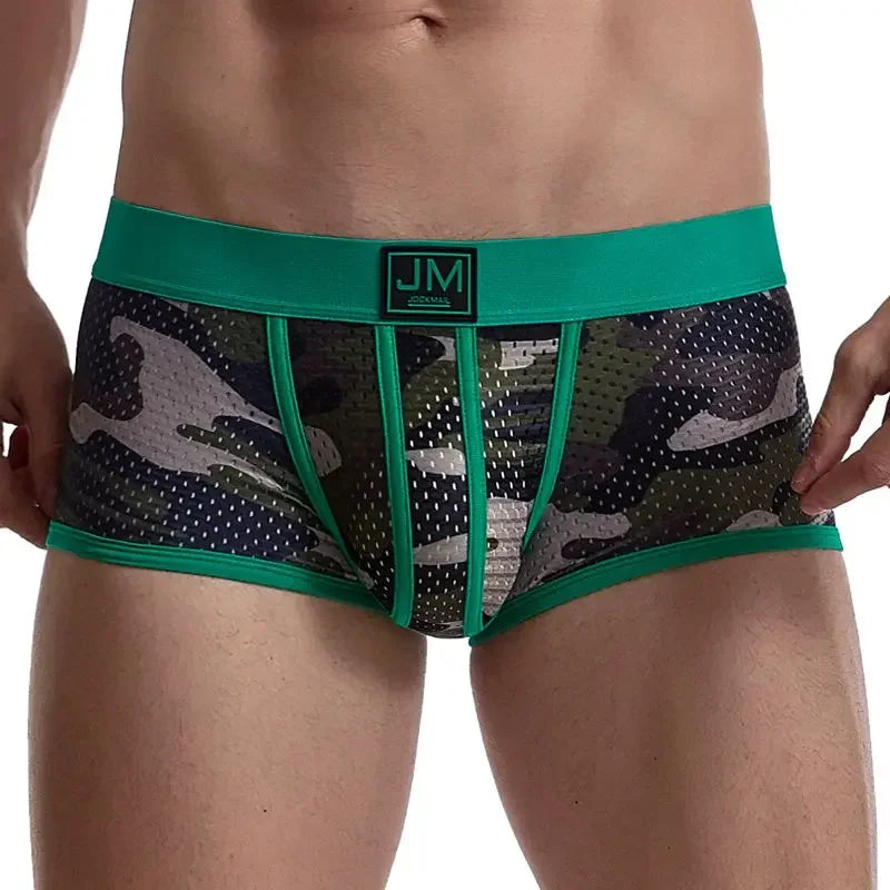 JOCKMAIL boxer men underwear men camouflage mesh underwear boxershorts men Breathable gay sexy underwear calzoncillos hombre - Cosmic Twink