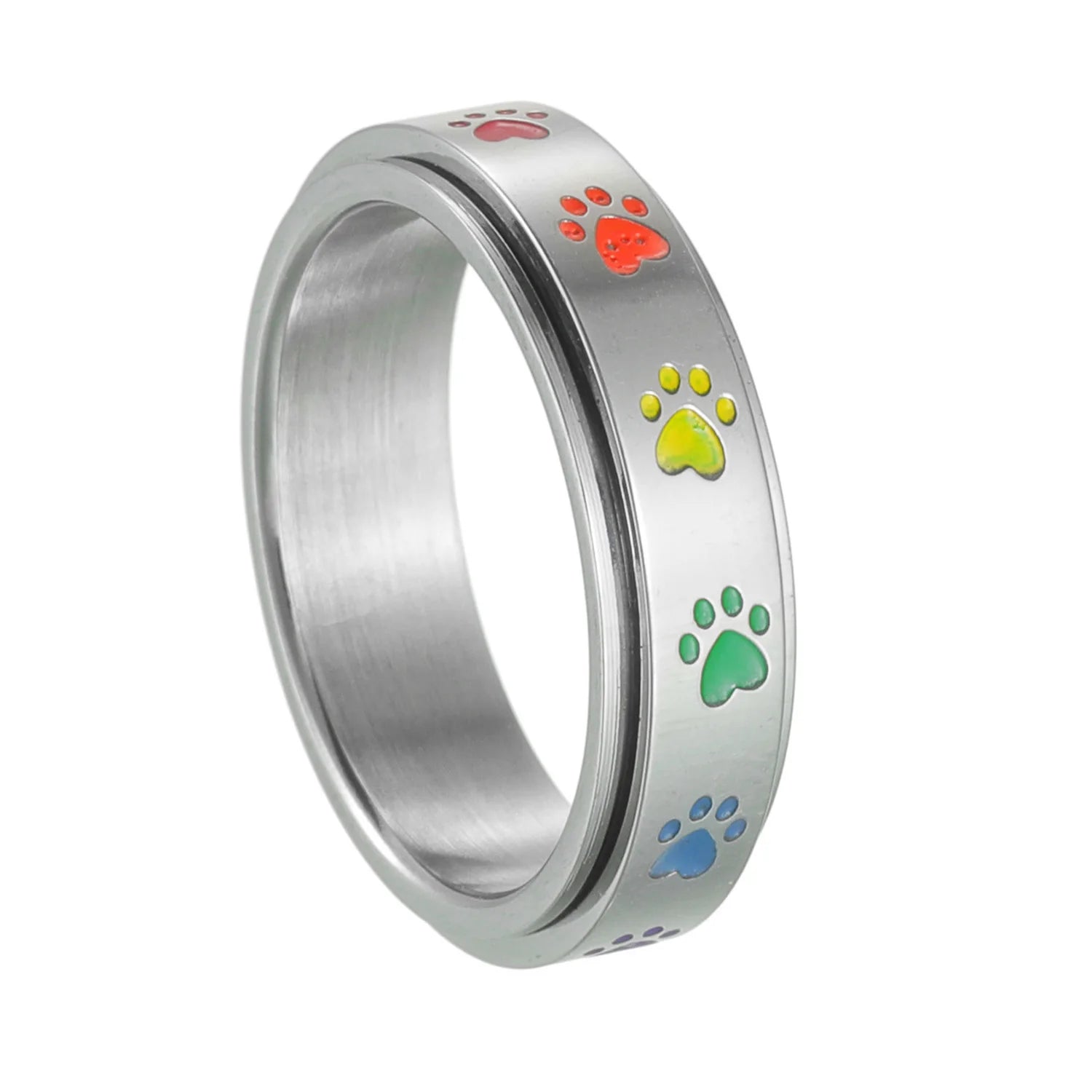 8MM Multicolor Rainbow Ring For Women Men LGBT Lebian Gay Jewelry Titanium Steel Wedding Engagement Rings Gifts Accessory - Cosmic Twink