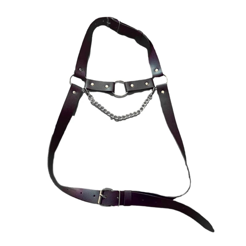Man Leather Punk Chest Straps Harness Belt Carnivals Dance Costume - Cosmic Twink