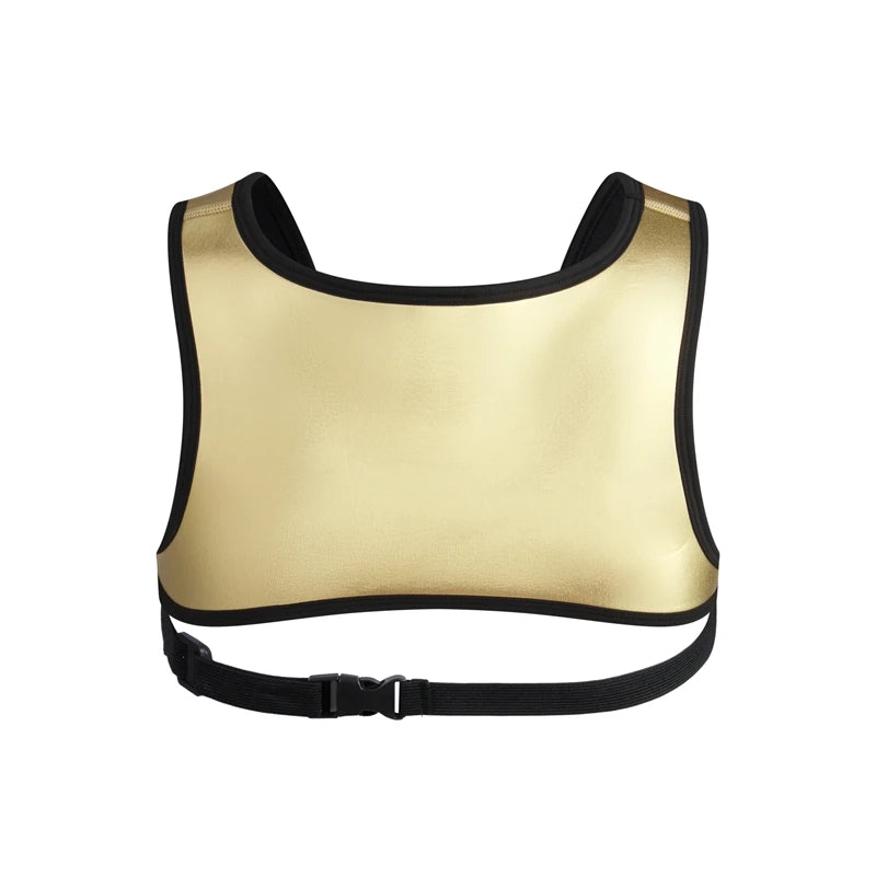 Harness Men Strap Costume Sexy Shoulder Bondage Chest Lingerie Metal Shaper Gay Men Underwear Neoprene & Metallic Leather Top - Cosmic Twink