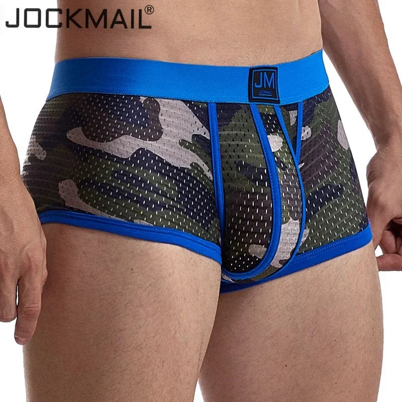 JOCKMAIL boxer men underwear men camouflage mesh underwear boxershorts men Breathable gay sexy underwear calzoncillos hombre - Cosmic Twink