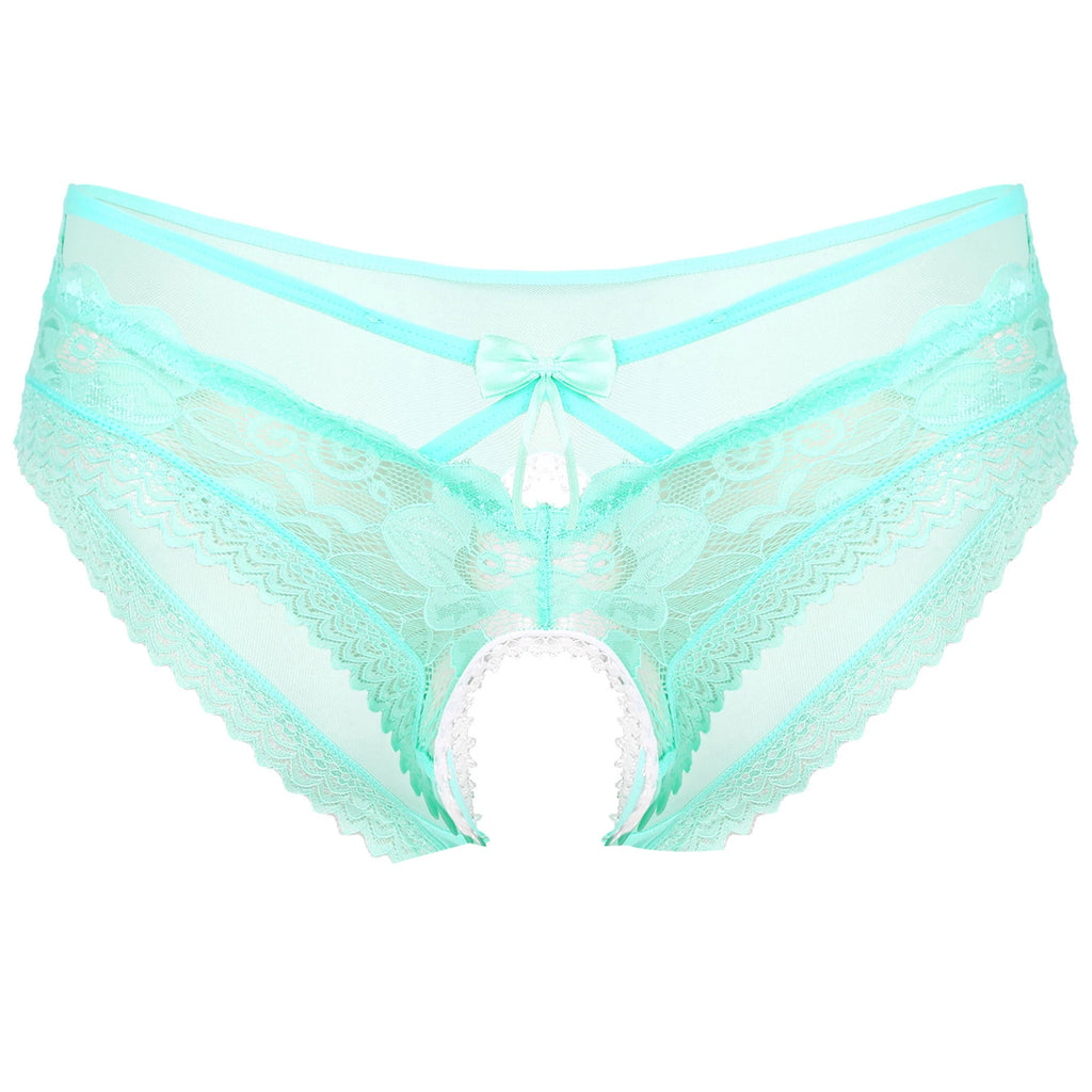 Mens Sexy Panties Lingerie Gay Male Sexy Briefs Underwear See-Through Mesh Strappy Crotchless Underpants - Cosmic Twink