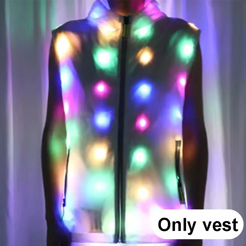 Glowing vest lumnious jacket with led lights Rave performance Dress for dancing man women night running led costume - Cosmic Twink