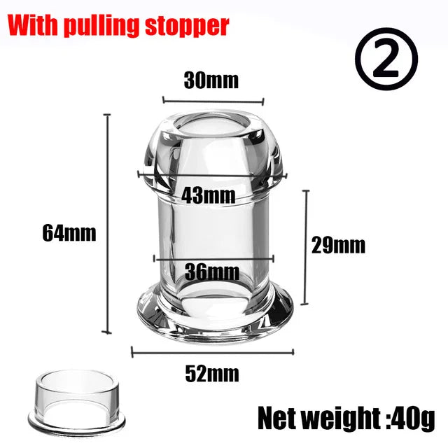 Hollow Speculum Peeking Anal Beads Butt Plug with Stopper Expander Tunnel Transparent Anus Dilation Adult Women Men Gay - Cosmic Twink