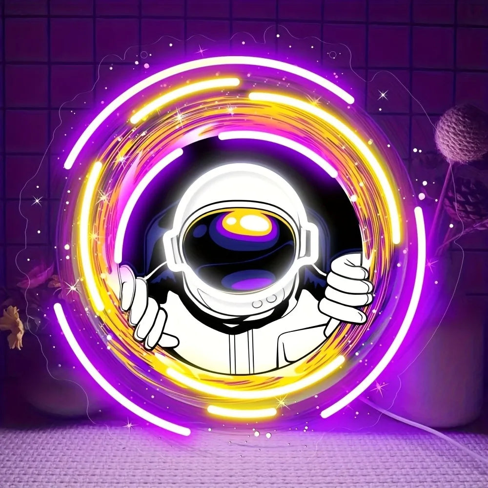 Astronaut Neon Sign Home Wall Decor USB Powered Dimmable Suitable for Game Room Party Art Shop Decor Gifts for Friends - Cosmic Twink