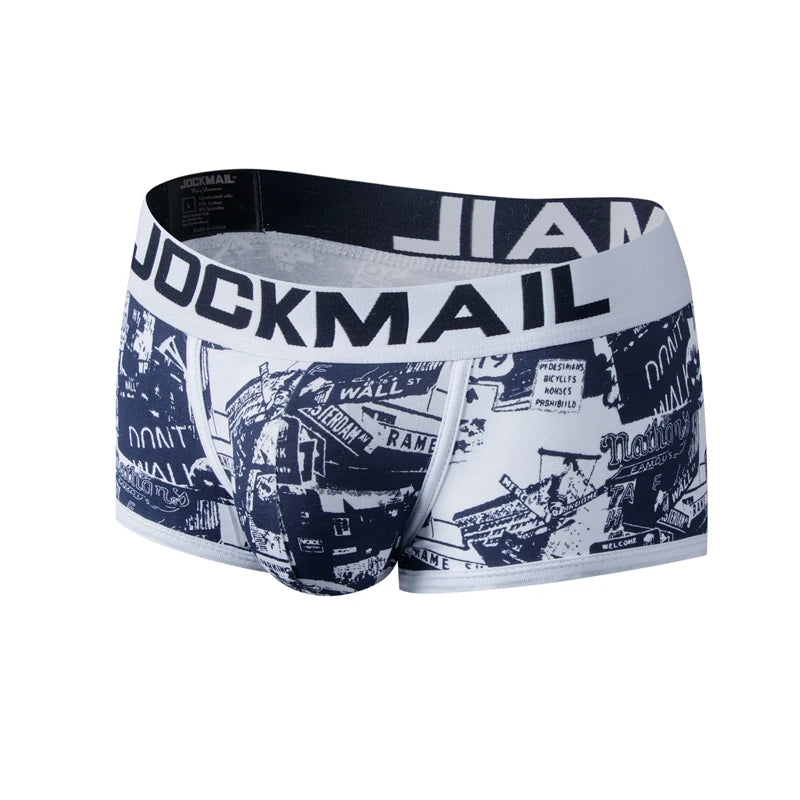 JOCKMAIL Male Panties Breathable Boxers Cotton Sexy Men Underwear U convex pouch Gay Underpants Printed 17 models boxershorts - Cosmic Twink