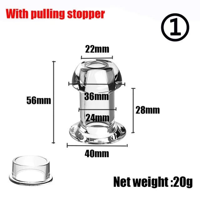 Hollow Speculum Peeking Anal Beads Butt Plug with Stopper Expander Tunnel Transparent Anus Dilation Adult Women Men Gay - Cosmic Twink