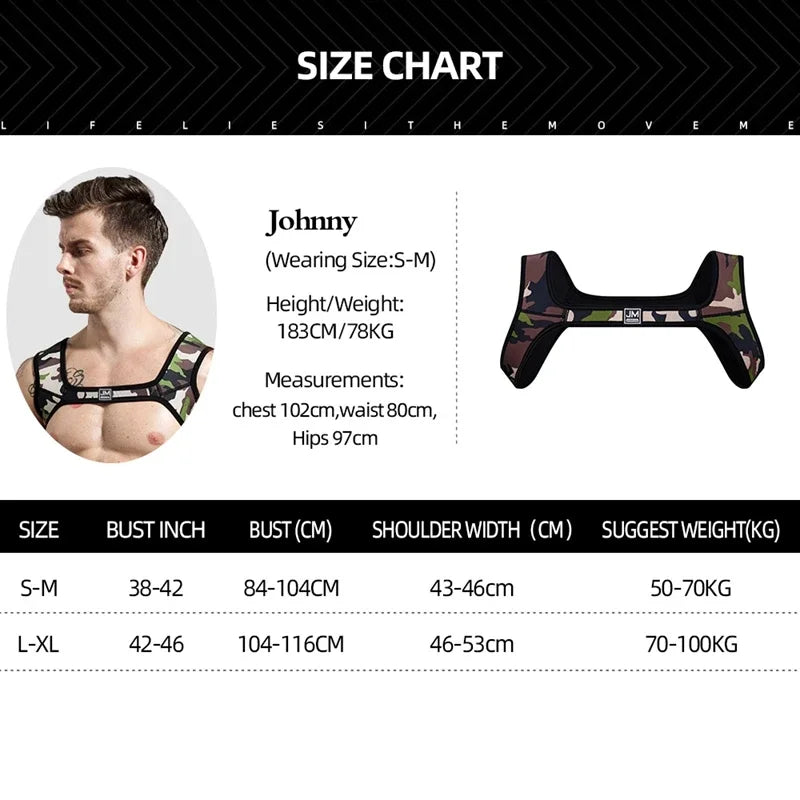 JOCKMAIL Men Halter Neck Elastic Body Chest Harness Sexy Bondage Lingerie Shoulder Straps Ring Clubwear Stage Gay Underwear New - Cosmic Twink