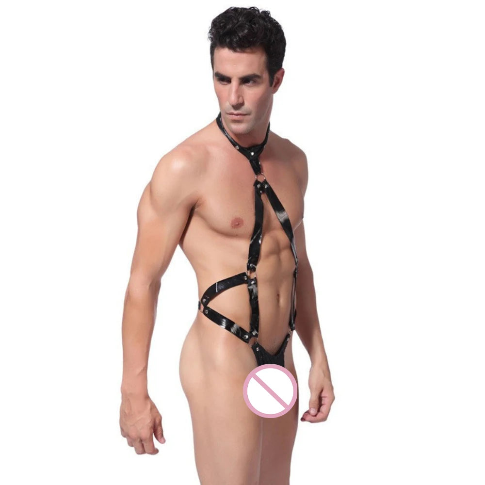 Men's Leather Chest Harness BDSM Bondage Gear Gay Fetish Straps Rave Wear Crossed Body Harness Sexy Lingerie Club Outfit - Cosmic Twink