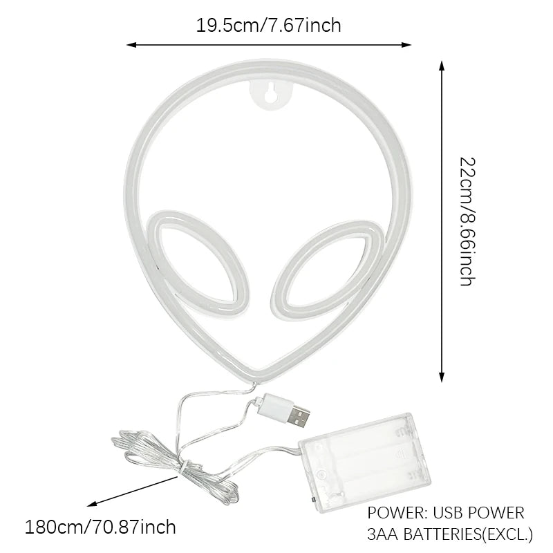 Alien LED Neon Signs Light Logo Gaming Wall lamp Funny Alien Atmosphere Lighting for Kids Gift Game Office Party Camping Decor - Cosmic Twink