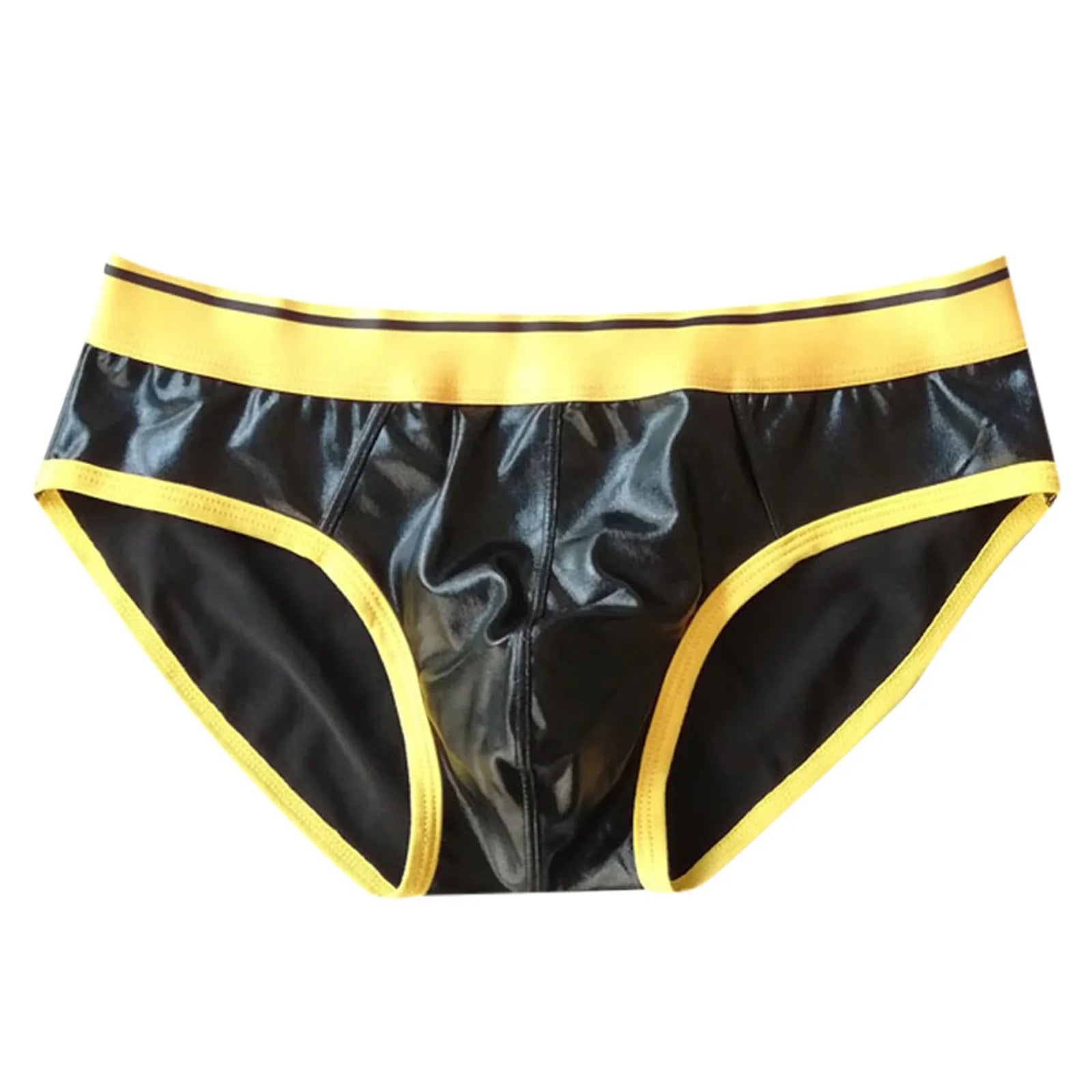 Mens Underwear Mens Triangle Pants Faux Leather Sexy Reflective Gold And Fun Elastic Tight Underwear Plus Size стринги мужские - Cosmic Twink