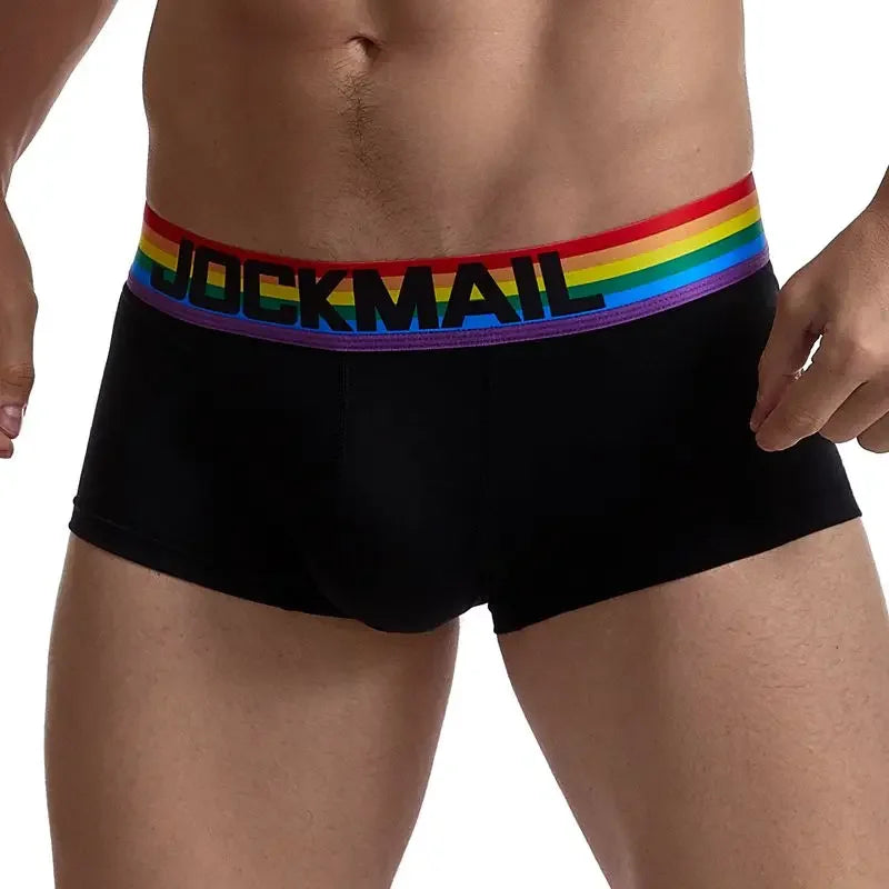 Rainbow Belt Man Underpants Boxershorts Cotton Men Boxers Male Breathable Underwear Men’s Panties Soft Boxer Briefs Balck White - Cosmic Twink