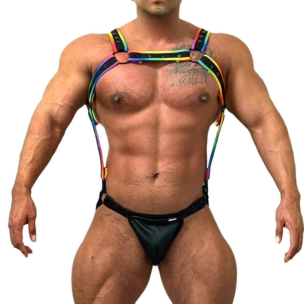 Men Harness Bodysuit Men's Jockstraps Gay Underwear Jock with Removable Codpiece Big Bulge. Adjustable Comfort and Size. - Cosmic Twink