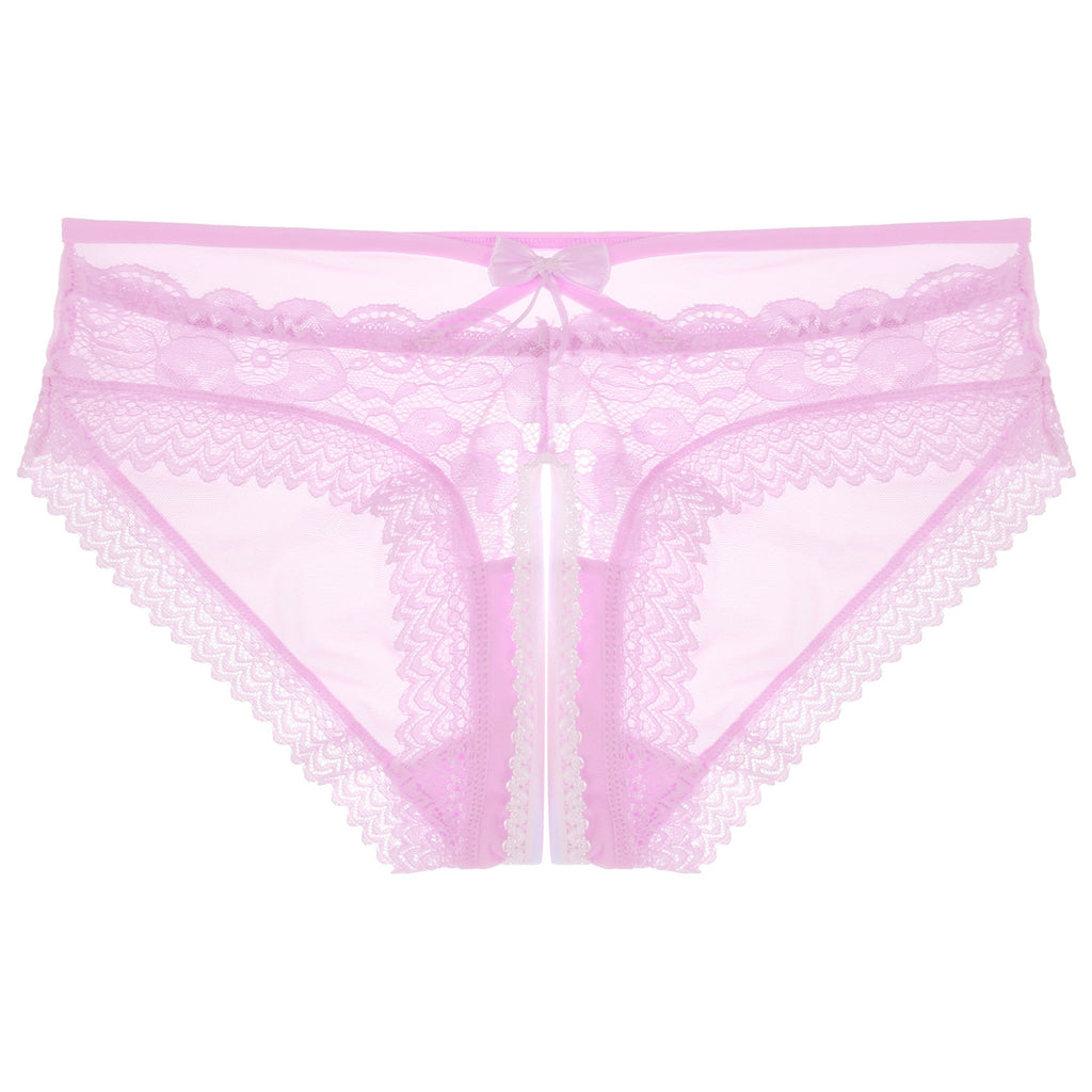 Mens Sexy Panties Lingerie Gay Male Sexy Briefs Underwear See-Through Mesh Strappy Crotchless Underpants - Cosmic Twink