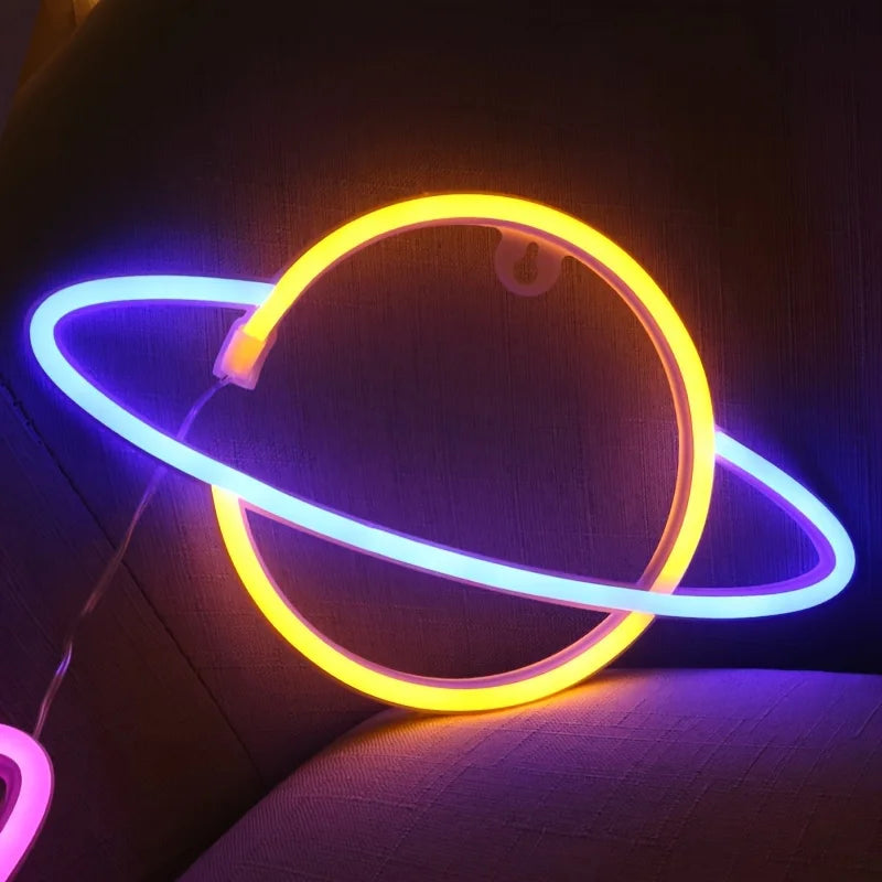 Planet Neon Sign, USB/Battery Powered Wall Decoration Sign, Bedroom, Boys and Girls Room, Game Room, Birthday Gift - Cosmic Twink