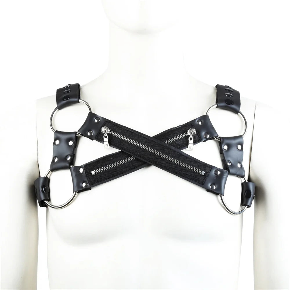 Gay Rave Harness Men Belt Leather Sexy Fetish Nighclub Wear Sexy Tank Erotic Body Belt Men Sexy Costume Underwear Sex
