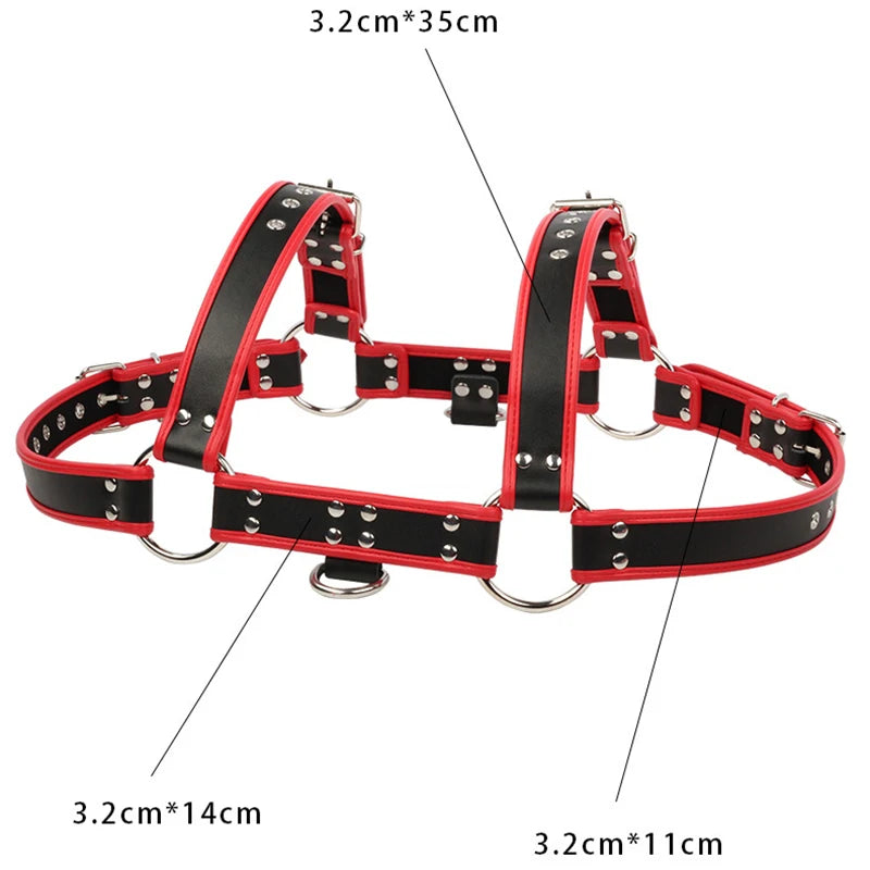 Fetish Gay Faux Leather Chest Harness Men Adjustable Sexual Body Bondage Cage Harness Belts Rave Gay Clothing for Adult Sex - Cosmic Twink