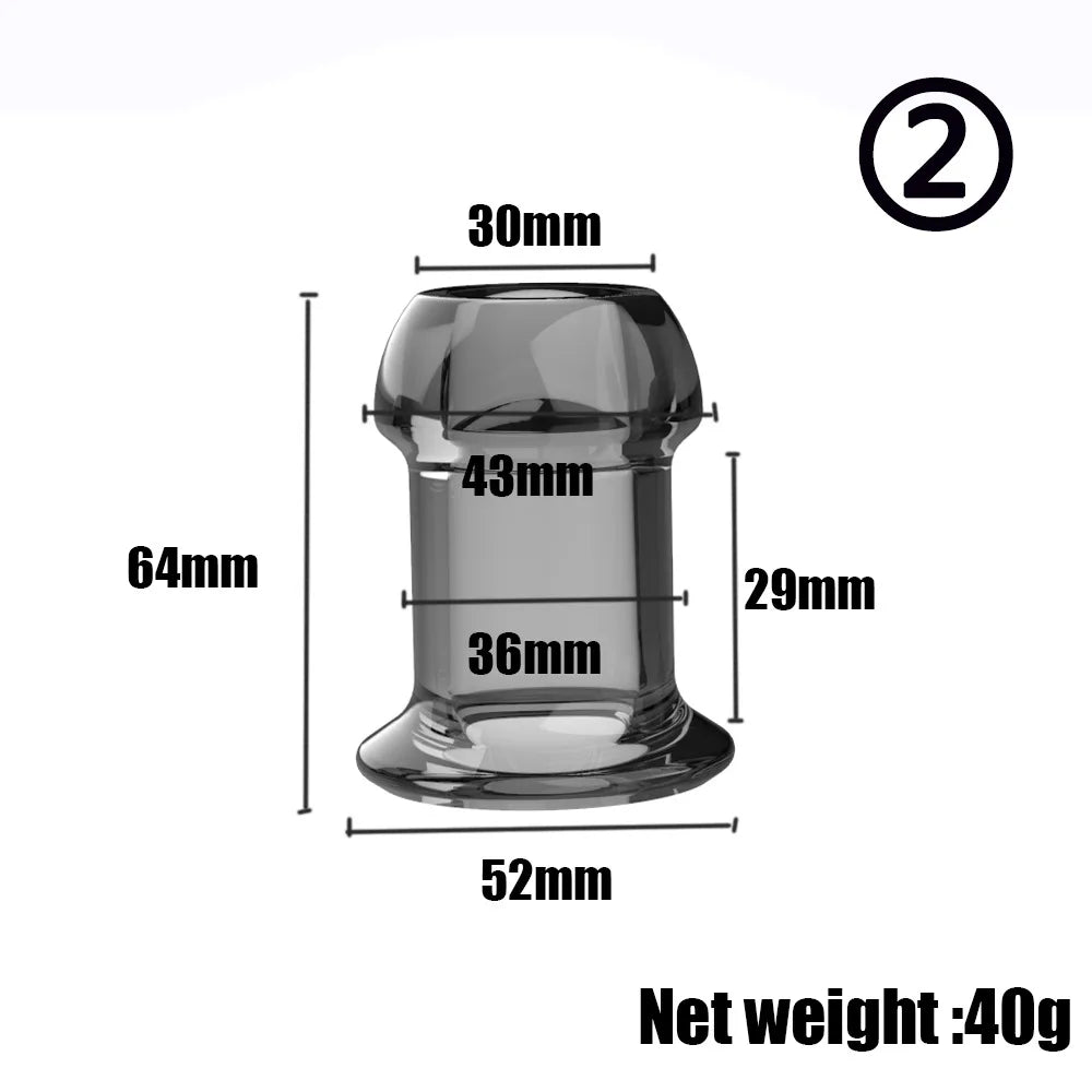 Hollow Speculum Peeking Anal Beads Butt Plug with Stopper Expander Tunnel Transparent Anus Dilation Adult Women Men Gay - Cosmic Twink