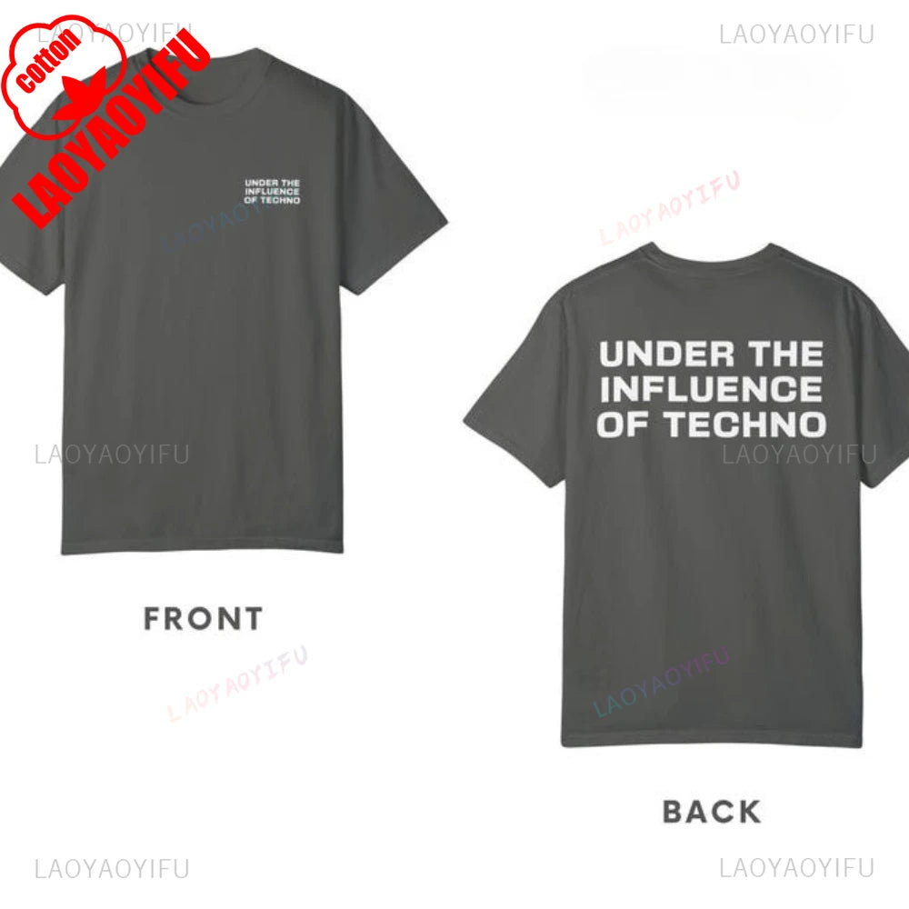 Under The Influence of Techno Rave Festival Music Party Outfit Graphic T Shirts Woman  Man Summer Music Festival Celebration - Cosmic Twink