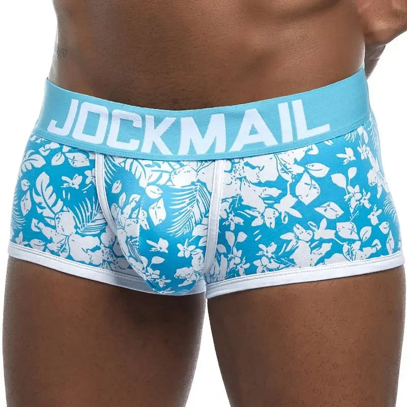 JOCKMAIL Male Panties Breathable Boxers Cotton Sexy Men Underwear U convex pouch Gay Underpants Printed 17 models boxershorts - Cosmic Twink
