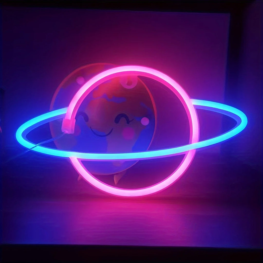 Planet Neon Sign, USB/Battery Powered Wall Decoration Sign, Bedroom, Boys and Girls Room, Game Room, Birthday Gift - Cosmic Twink