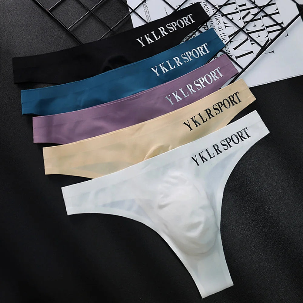 Men G-strings Men's Seamless Sexy Sports Fitness Panties Thin Low Waist Briefs Male Underwear Super Comfortable Plus Size - Cosmic Twink