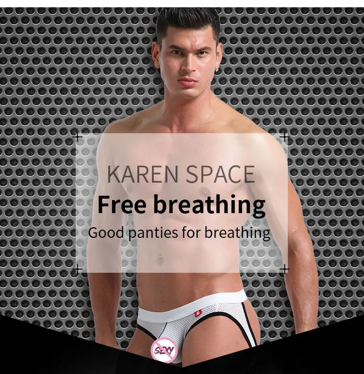 Hot-Selling Mens Sexy Gay Underwear Briefs Jockstrap Briefs G String Thongs Men Gay Penis Pouch Panties Low Rise Male Underpant - Cosmic Twink