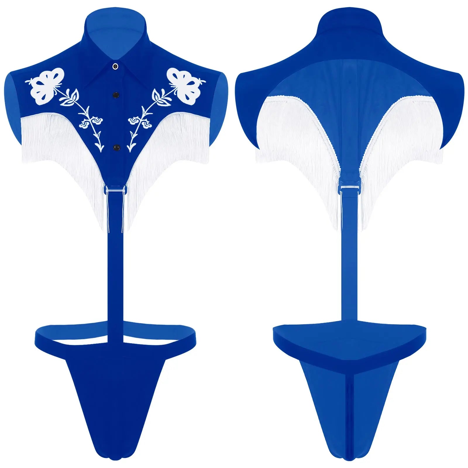 Mens Jockstrap Gay Lingerie Mini Bikini Thongs Bodysuit Underwear Sexy Western Cowboy Club Wear Printed Fringe Tassels Jumpsuit