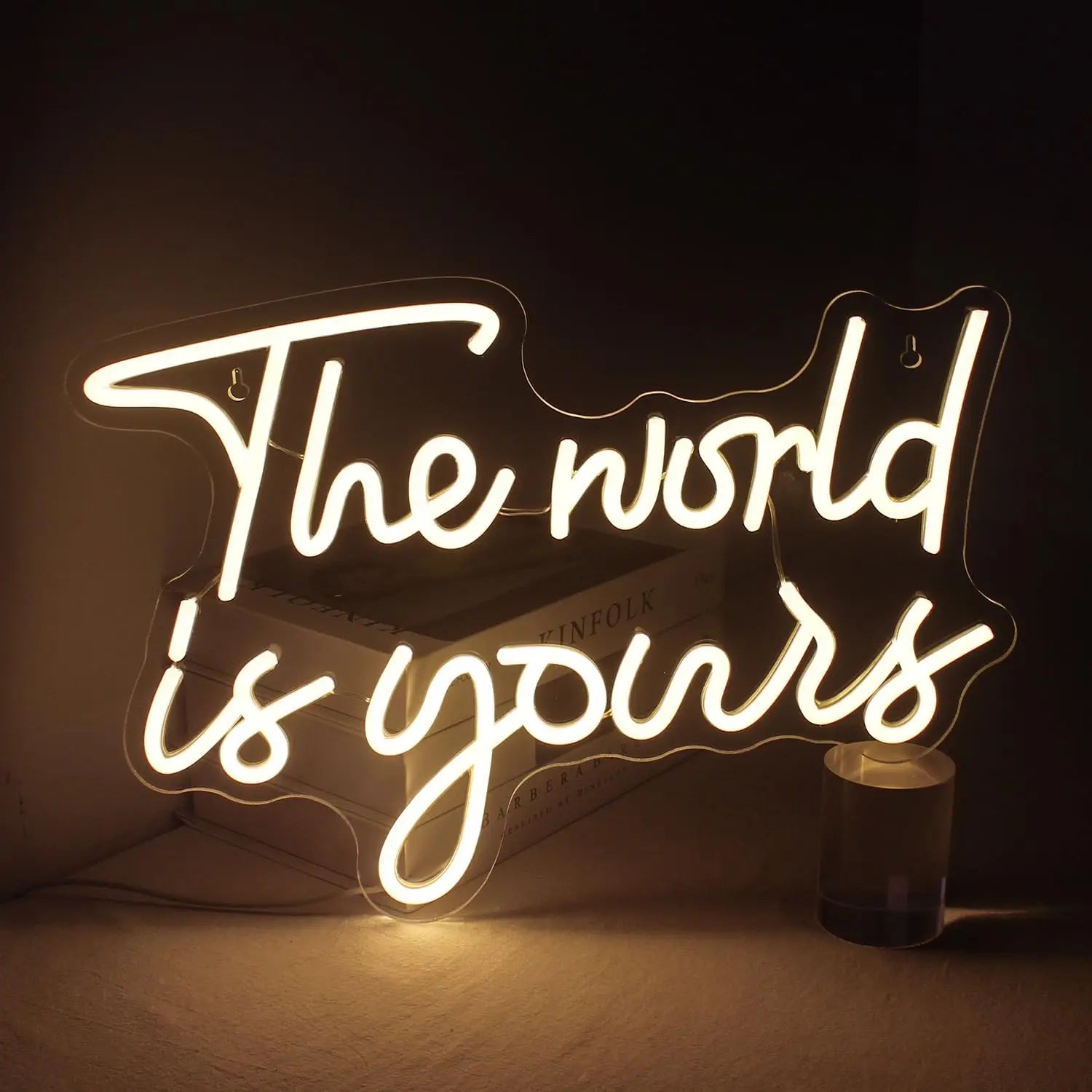 The World Is Yours Neon Sign Carved Planet LED Neon Light Sign for Office Wedding Man Cave Game Room Wall Decor Birthday Gift - Cosmic Twink