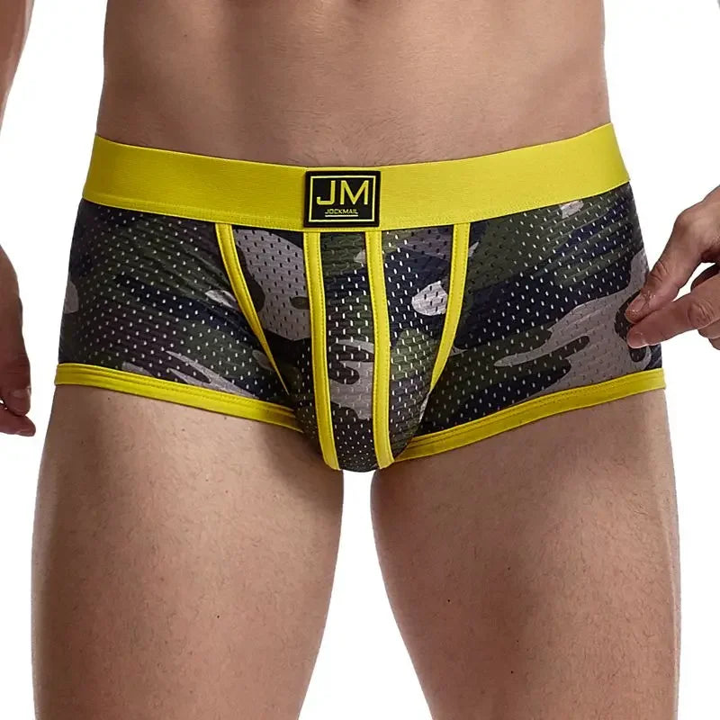 JOCKMAIL boxer men underwear men camouflage mesh underwear boxershorts men Breathable gay sexy underwear calzoncillos hombre - Cosmic Twink