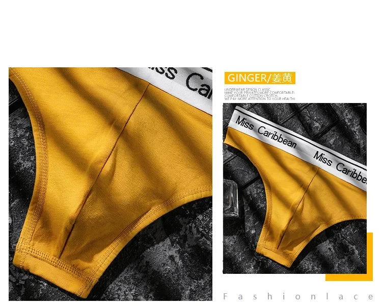 Lingerie sexy Men Underwear U Convex Sports Fitness Letter tanga hombre Cotton Low Waist strings Seamless Briefs Thong T Pants - Cosmic Twink