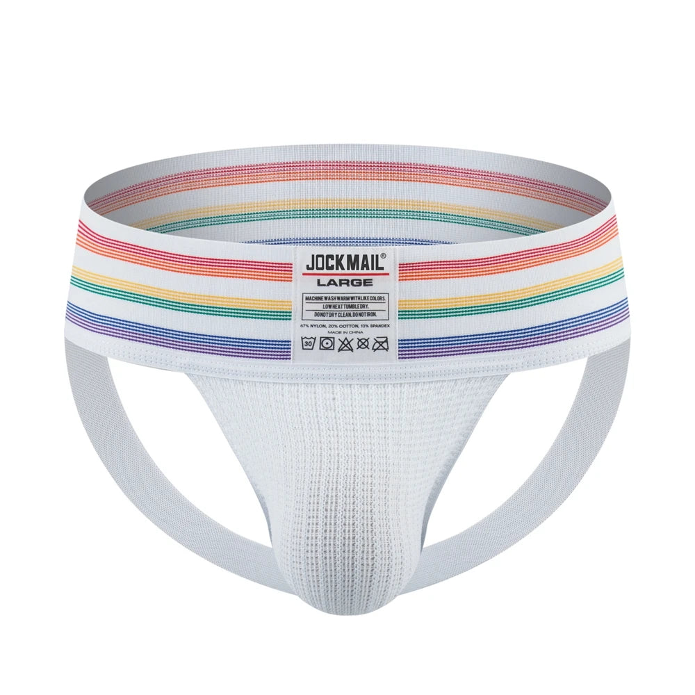 JOCKMAIL Mens Athletic Supporter Jockstrap with 3 Inch Wide Waistband Gym Workout Jock Strap Brief Mesh Pouch Sexy Gay Underwear - Cosmic Twink