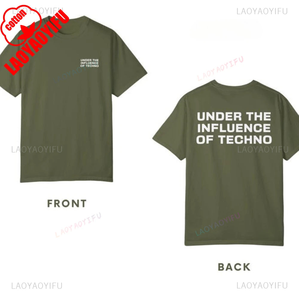 Under The Influence of Techno Rave Festival Music Party Outfit Graphic T Shirts Woman  Man Summer Music Festival Celebration - Cosmic Twink